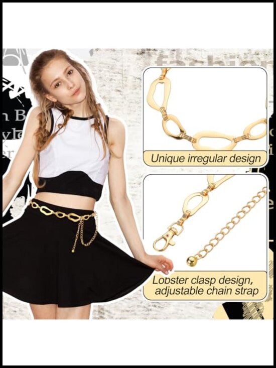 6 Pcs Gold Silver Waist Chain Belt Set Adjustable Multi Layer Belly Chain for main image 5